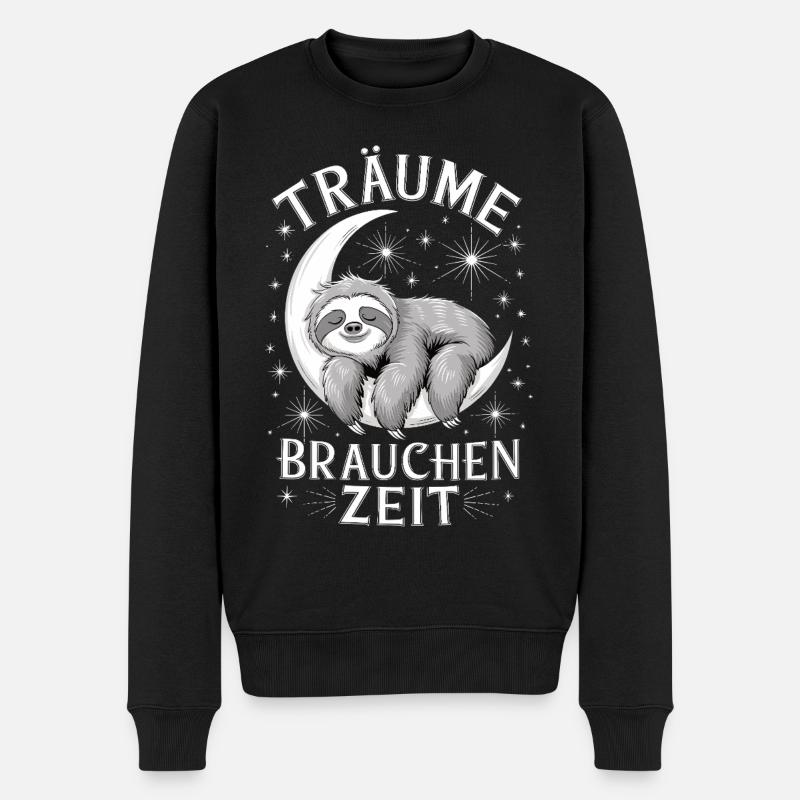 Träume brauchen zeit, Faultier - Männer Premium Bio Pullover - Schwarz