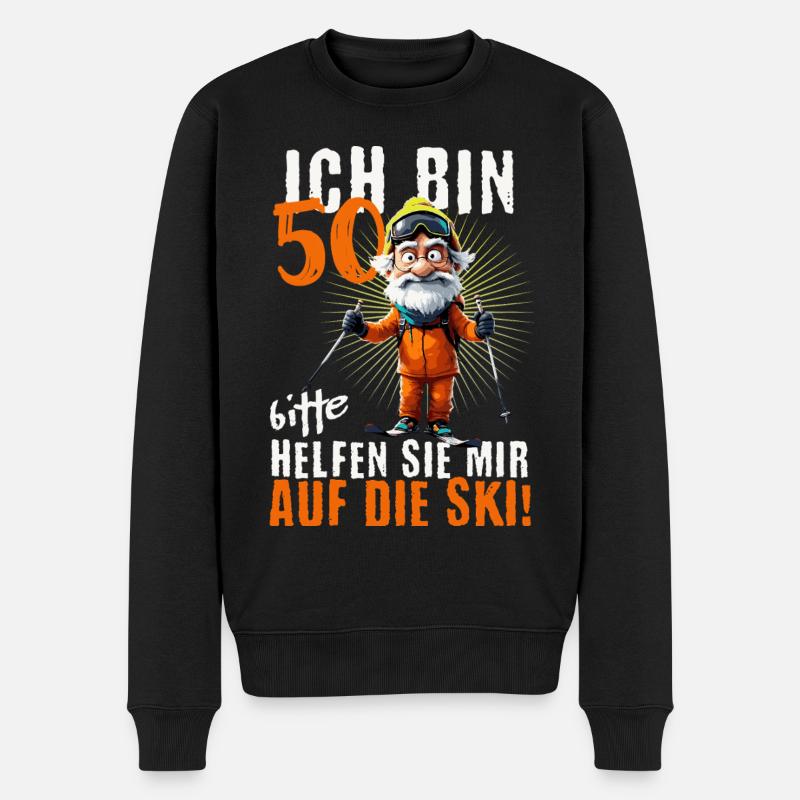 ICH BIN 50 BITTE HELFEN SIE MIR AUF DIE SKI - Männer Premium Bio Pullover - Schwarz