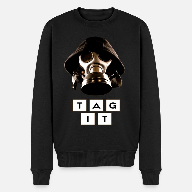 Graffiti style urbain avec masque à gaz - Tag It - Pull Premium bio Homme - noir