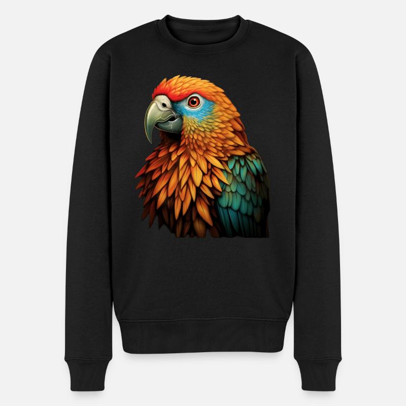 Bunter Papagei - Männer Premium Bio Pullover - Schwarz