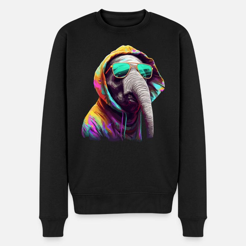 Eléphant Afrique Asie Animal Bébé éléphant Cool - Pull Premium bio Homme - noir