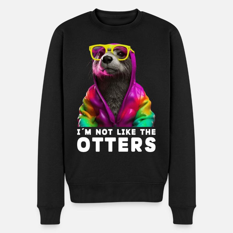 Otter Fischotter Cooler Otter mit Sonnenbrille - Männer Premium Bio Pullover - Schwarz