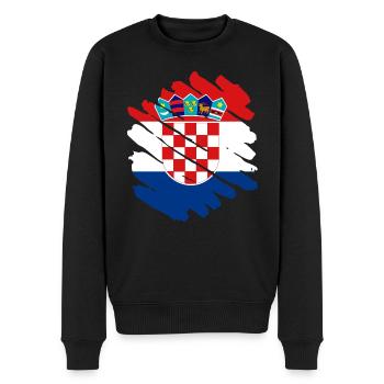 Kroatien Flagge Adria Zagreb Kroatische Fahne - Männer Premium Bio Pullover - Schwarz - Vorne - Nico (187cm)