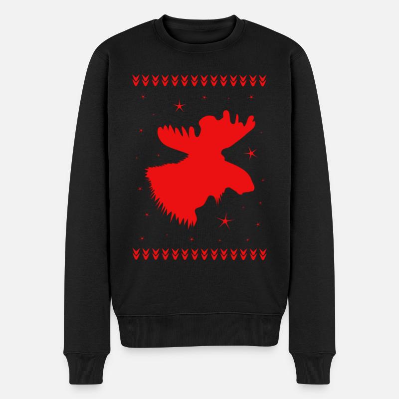 Elk Christmas Reindeer Deer - Pull Premium bio Homme - noir