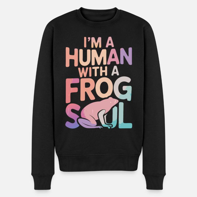 Frosch Kröte - Männer Premium Bio Pullover - Schwarz