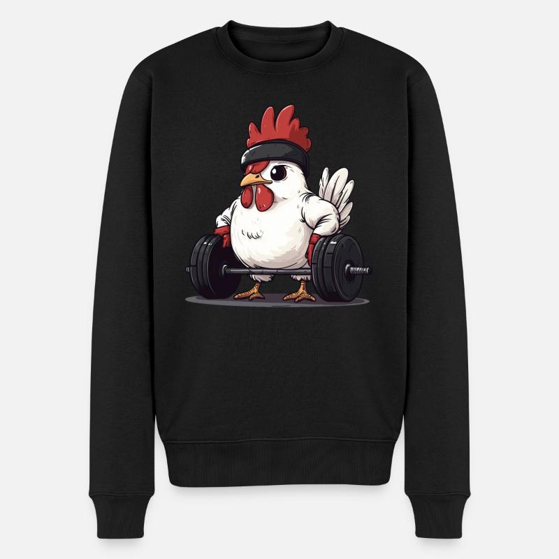 Kreuzheben Huhn - Männer Premium Bio Pullover - Schwarz
