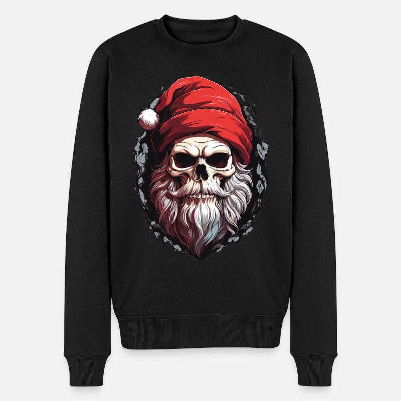 Santas Xmas-Schädel-Wunder - Männer Premium Bio Pullover - Schwarz