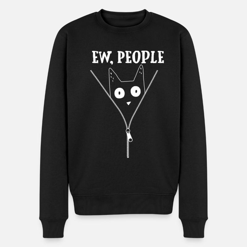 Introvertierte Katze Ew People - Männer Premium Bio Pullover - Schwarz