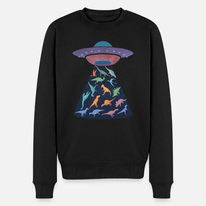 Raumschiff entführt Dinosaurier - Männer Premium Bio Pullover - Schwarz