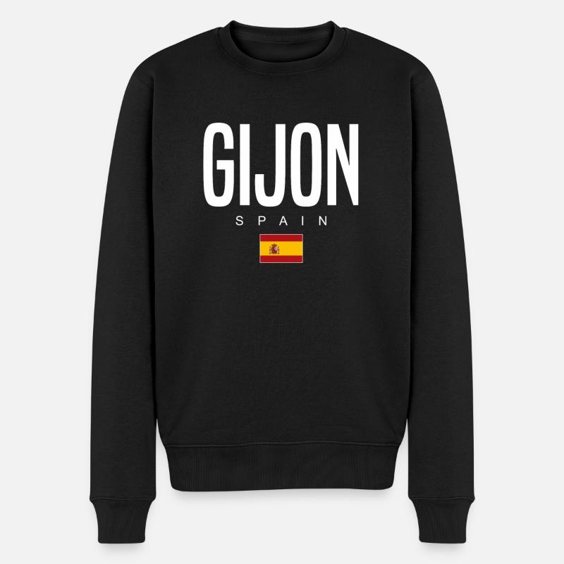 Gijon Spanien - Männer Premium Bio Pullover - Schwarz
