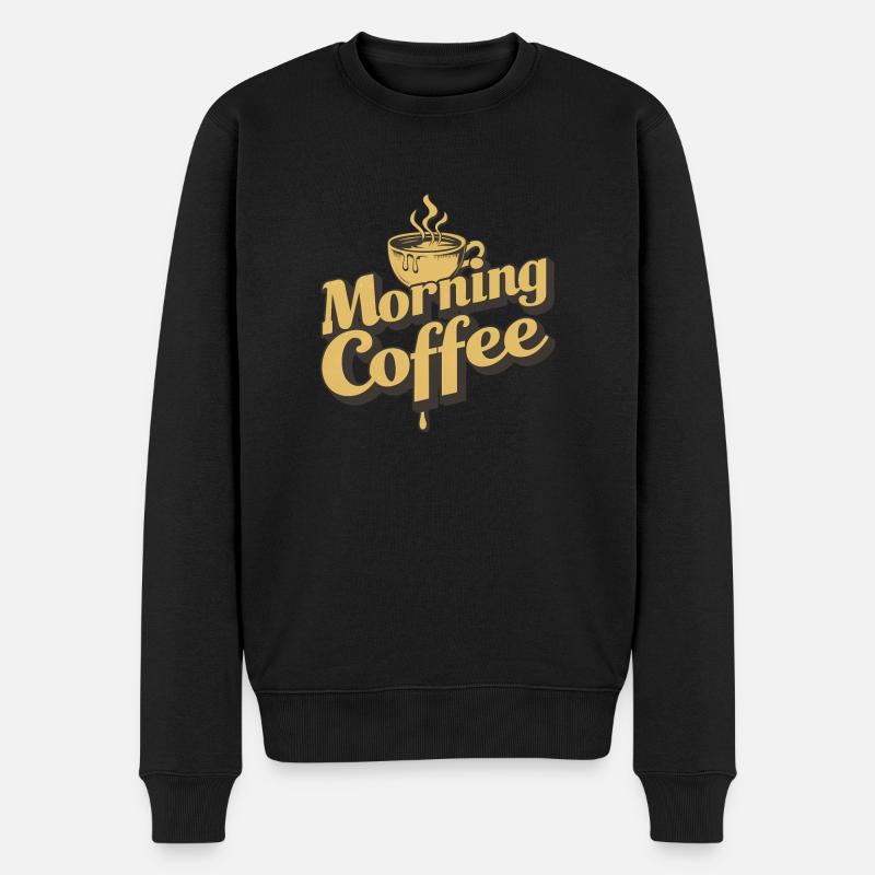 Morgenkaffee - Männer Premium Bio Pullover - Schwarz