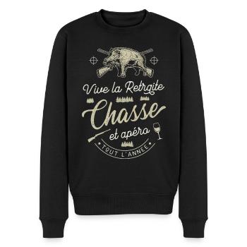 Vive La Retraite Chasse Apéro Chasseur Retraité - Pull Premium bio Homme - noir - Devant - Nico (187cm)