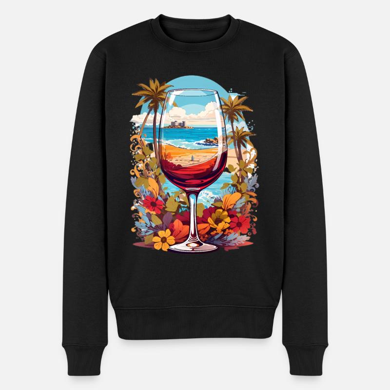 Strand Weinglas - Männer Premium Bio Pullover - Schwarz