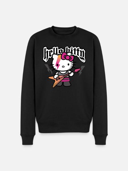 Hello Kitty i rocktøj spiller elektrisk guitar - Økologisk premium-sweatshirt til mænd - sort