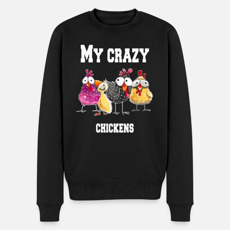 My crazy chickens - Männer Premium Bio Pullover - Schwarz