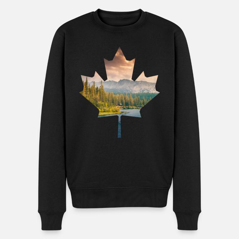 Ahronblatt Kanada Natur Wald See Berge Camping - Männer Premium Bio Pullover - Schwarz