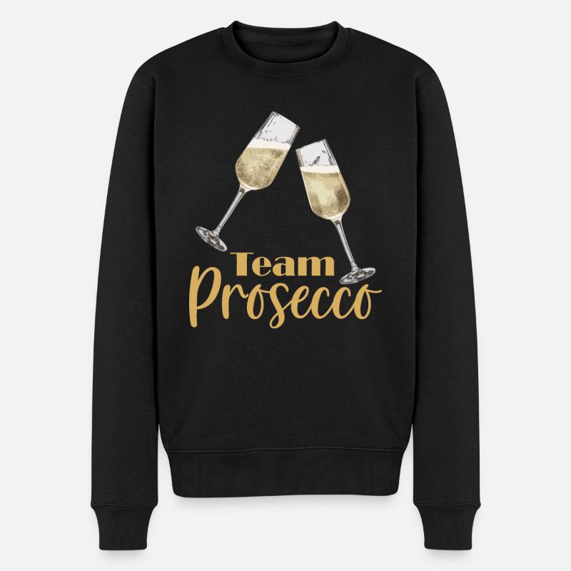 Team Prosecco - Männer Premium Bio Pullover - Schwarz