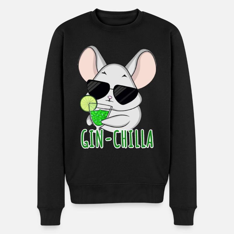 Gin- Chinchilla Gin - Männer Premium Bio Pullover - Schwarz