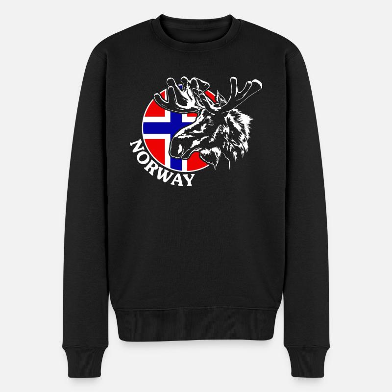 NORWAY Elch Norwegen Tier Wildnis Wilsigns - Männer Premium Bio Pullover - Schwarz