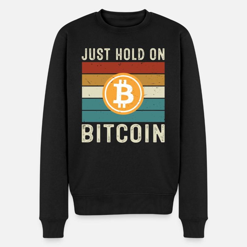 Just Hold on Bitcoin - Männer Premium Bio Pullover - Schwarz