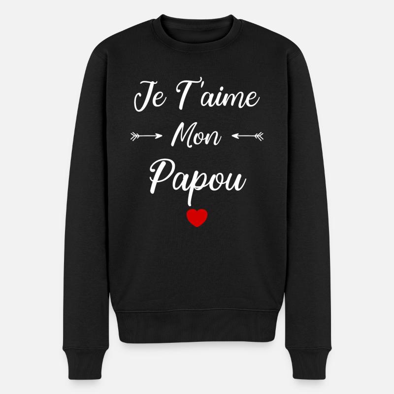 je t'aime mon papou - Pull Premium bio Homme - noir