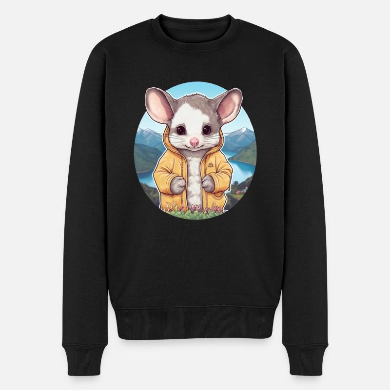 Süßes Opossum - Männer Premium Bio Pullover - Schwarz