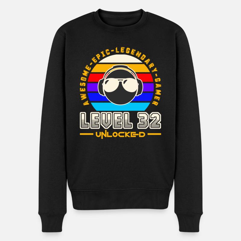 Stufe 32 - Männer Premium Bio Pullover - Schwarz