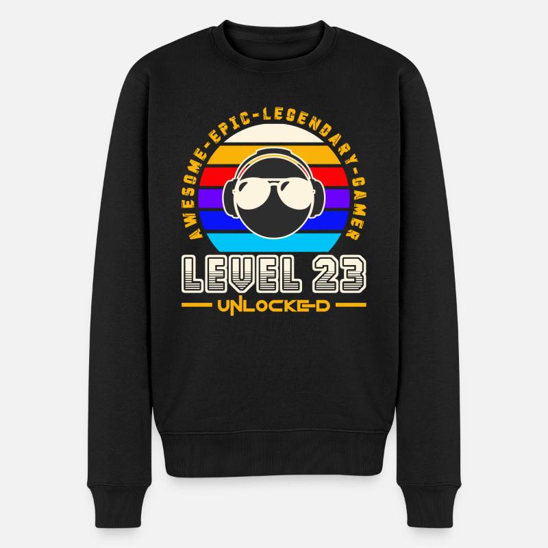 Stufe 23 - Männer Premium Bio Pullover - Schwarz