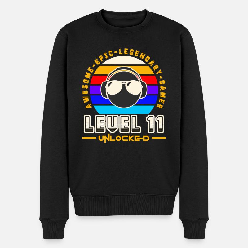 Stufe 11 - Männer Premium Bio Pullover - Schwarz