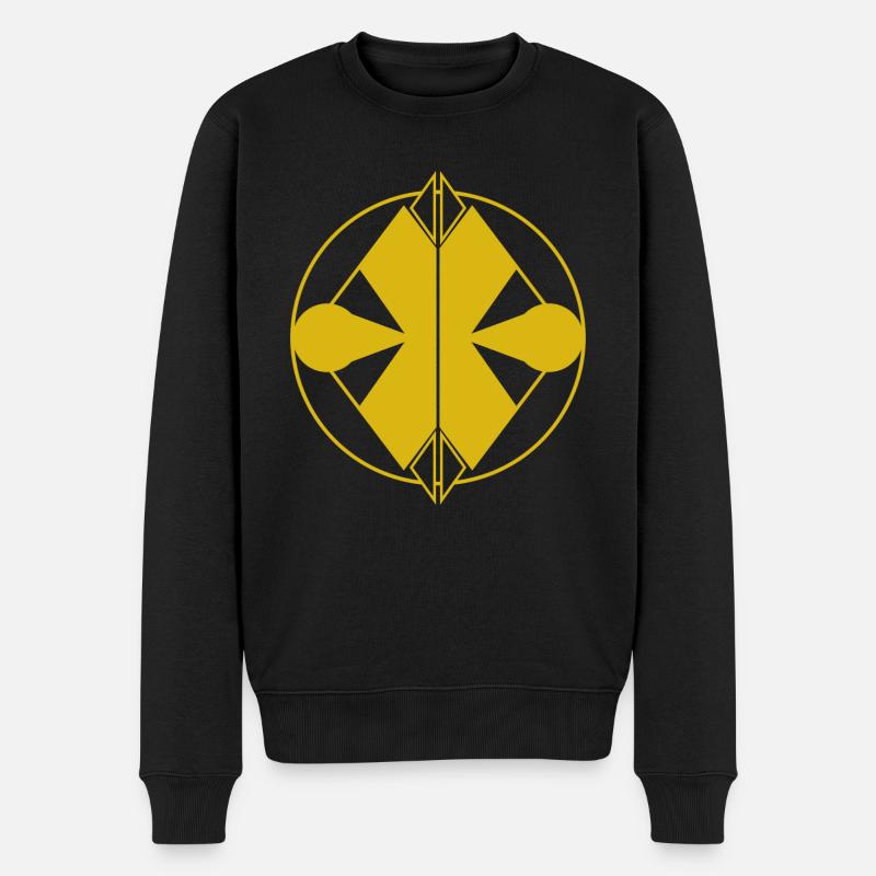 Logo Jaune Abstrait – Minimalisme Géométrique - Pull Premium bio Homme - noir