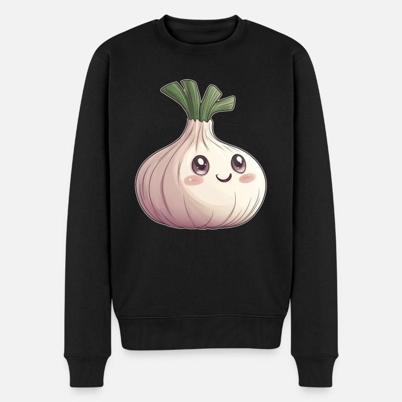 Knoblauch - Männer Premium Bio Pullover - Schwarz