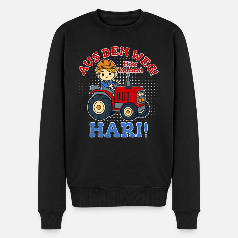 Hari Name Traktor - Männer Premium Bio Pullover - Schwarz