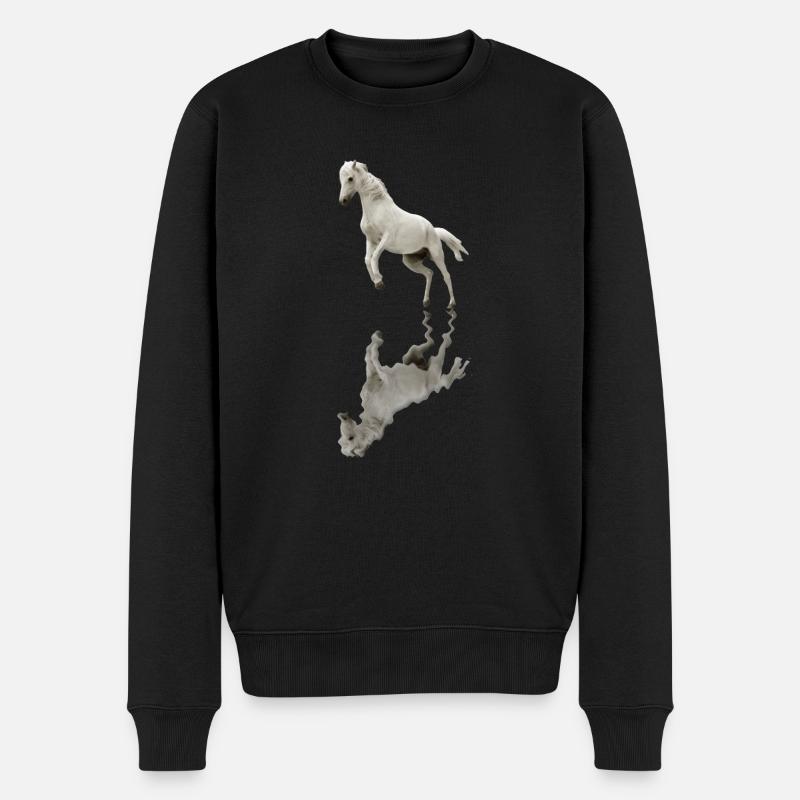 Wunderschönes weißes Pferd - Reitsportfans - Männer Premium Bio Pullover - Schwarz