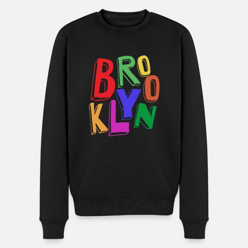 BROOKLYN FARBE - Männer Premium Bio Pullover - Schwarz