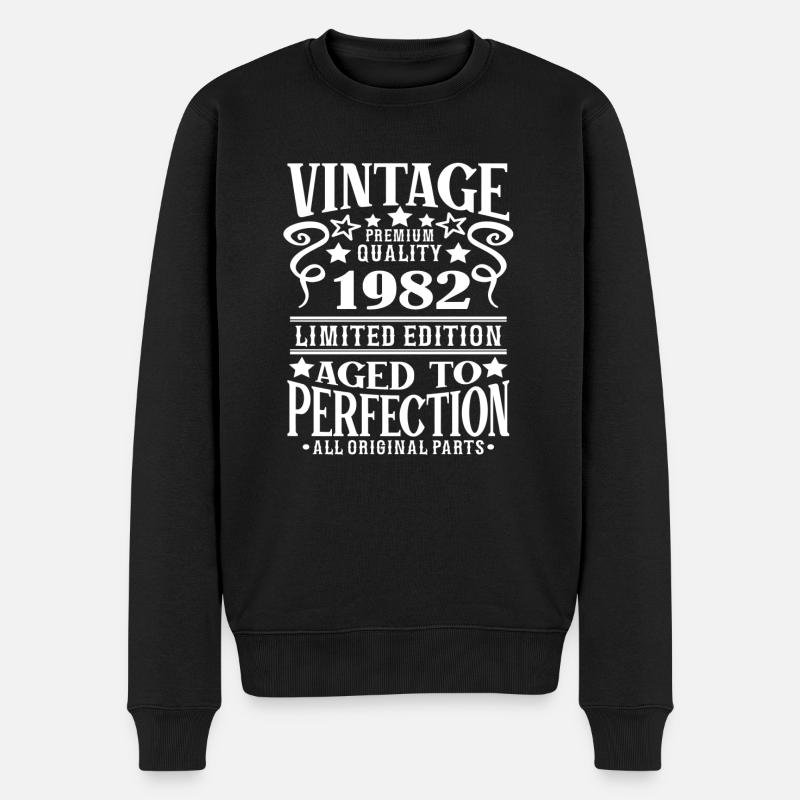 Vintage Jahrgang 1982 Geburtstag Geschenk - Männer Premium Bio Pullover - Schwarz