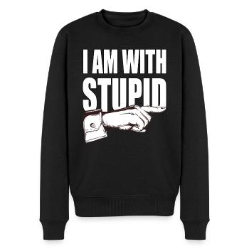 Ich bin mit dummen - lustiger spruch - Männer Premium Bio Pullover - Schwarz - Vorne - Nico (187cm)