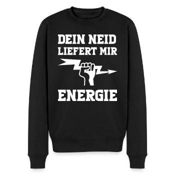DEIN NEID LIEFERT MIR ENERGIE - Männer Premium Bio Pullover - Schwarz - Vorne - Nico (187cm)