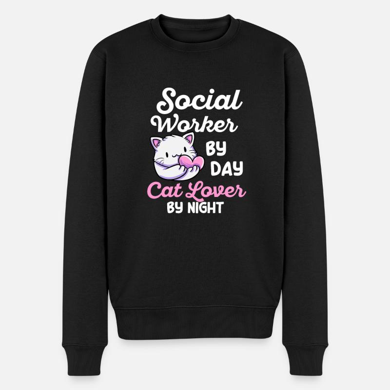 Sozialarbeiter Katzenliebhaber Social Worker - Männer Premium Bio Pullover - Schwarz