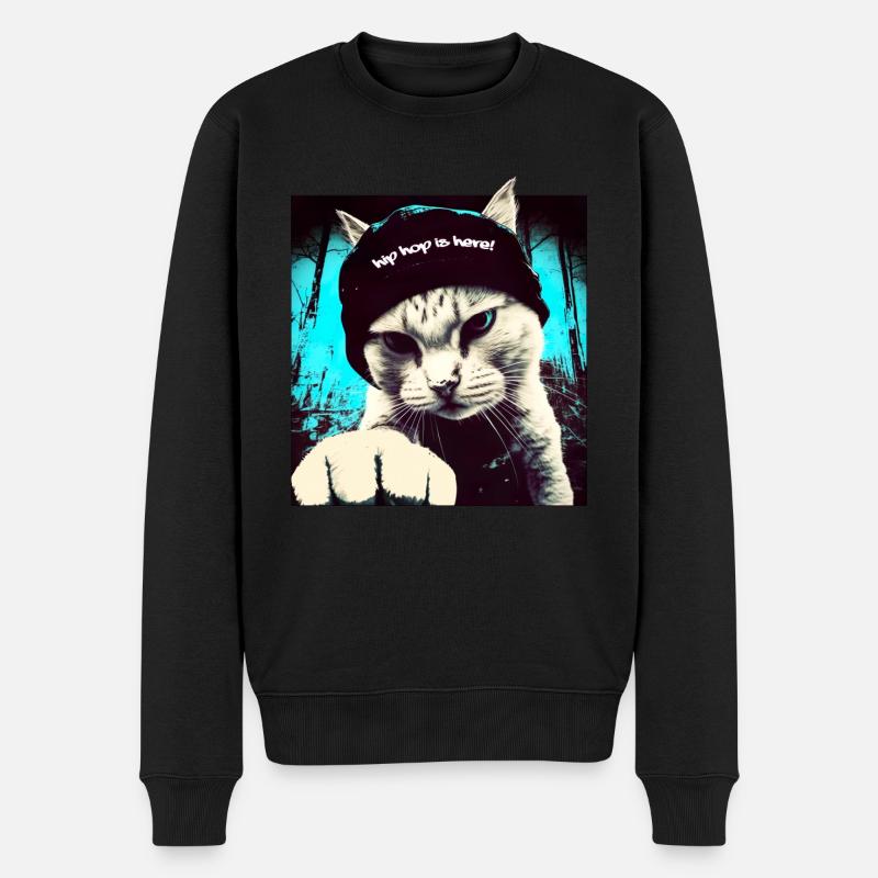 Purr Hip Hop 03 I Coole Katze Geschenk Mann Rap - Männer Premium Bio Pullover - Schwarz