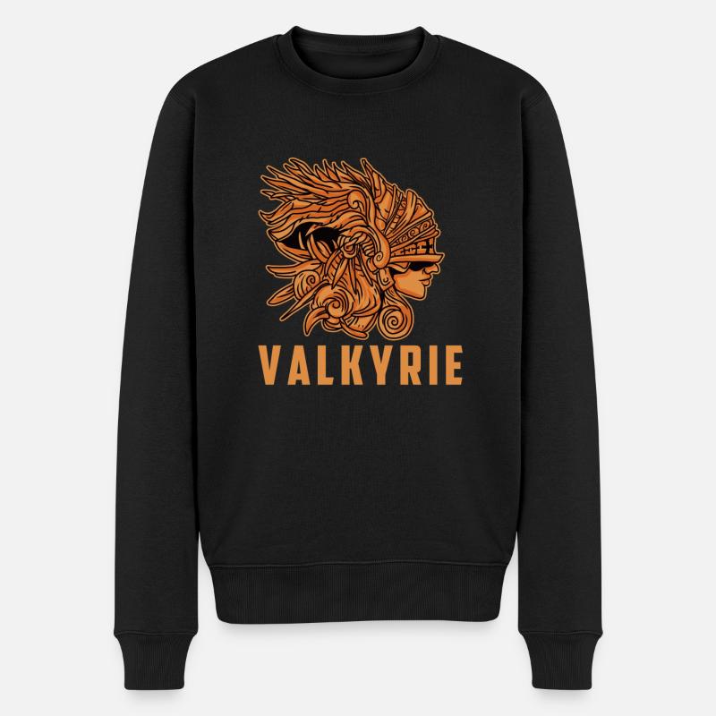 Walküre Wikinger Valkyrie Kriegerin - Männer Premium Bio Pullover - Schwarz