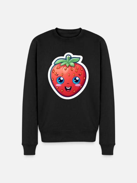 Erdbeere Anime - Männer Premium Bio Pullover - Schwarz