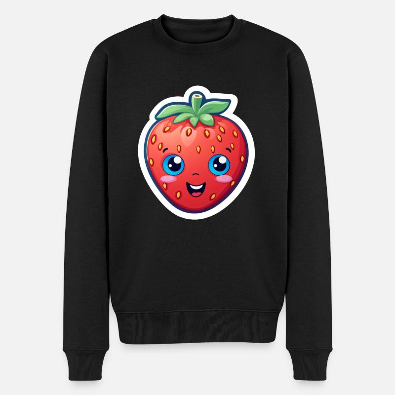 Erdbeere Anime - Männer Premium Bio Pullover - Schwarz