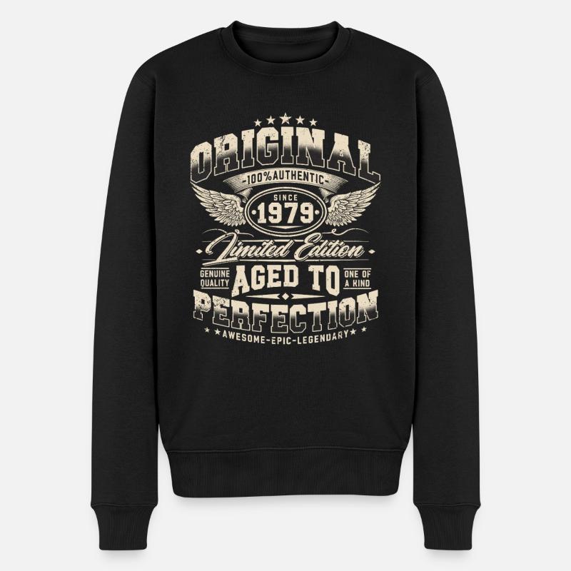 Jahrgang 1979 Vintage Retro Geburtstag Geschenk - Männer Premium Bio Pullover - Schwarz
