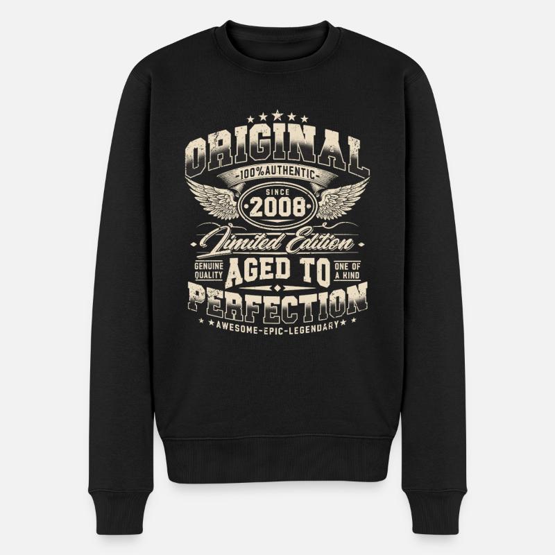 Jahrgang 2008 Vintage Retro Geburtstag Geschenk - Männer Premium Bio Pullover - Schwarz
