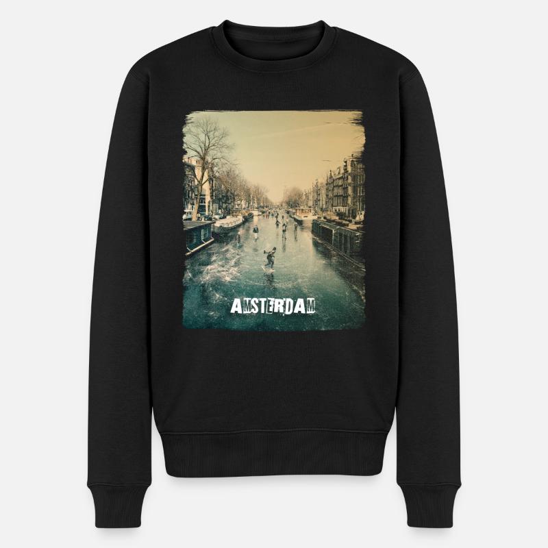 AMSTERDAM - Männer Premium Bio Pullover - Schwarz