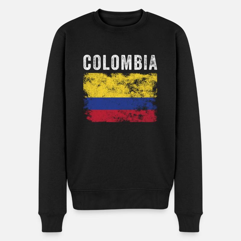 Kolumbien Flagge Distressed Kolumbianische Flagge - Männer Premium Bio Pullover - Schwarz