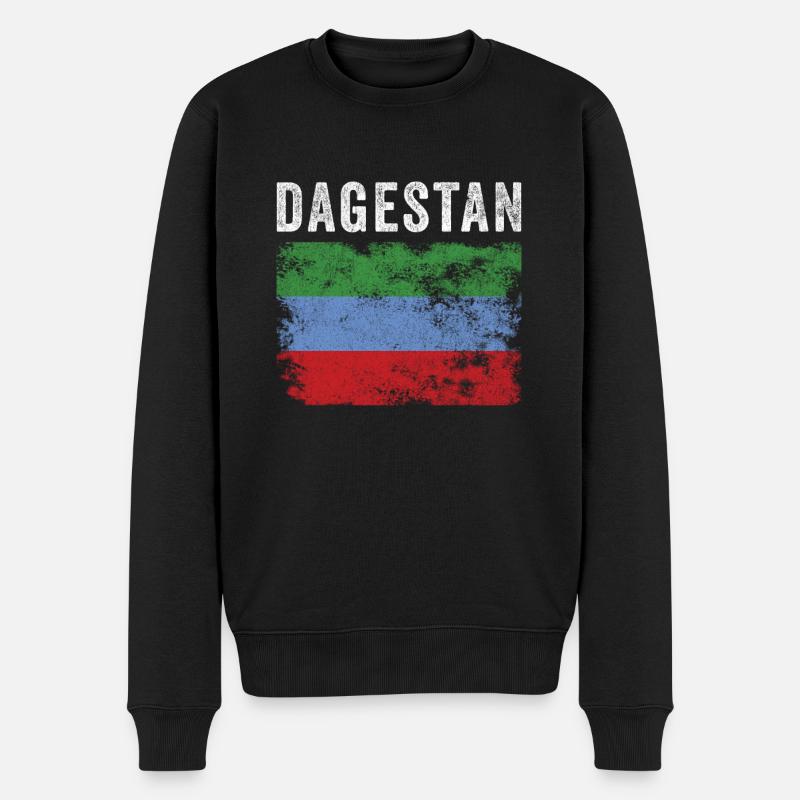 Dagestan Flag Distressed - Dagestan Flag - Männer Premium Bio Pullover - Schwarz
