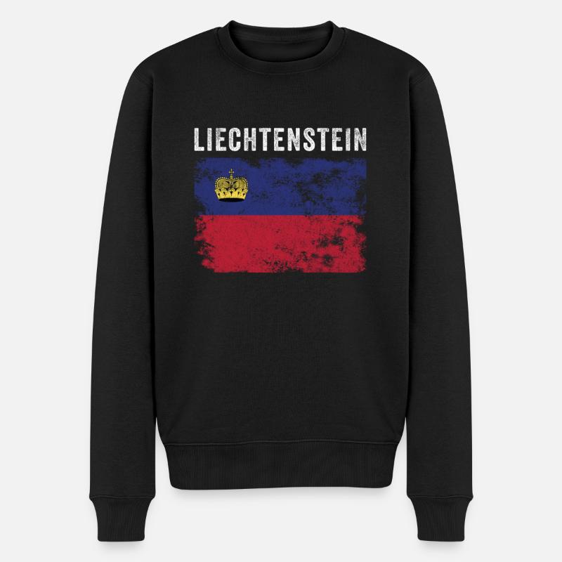 Liechtenstein Flagge notleidend - Männer Premium Bio Pullover - Schwarz
