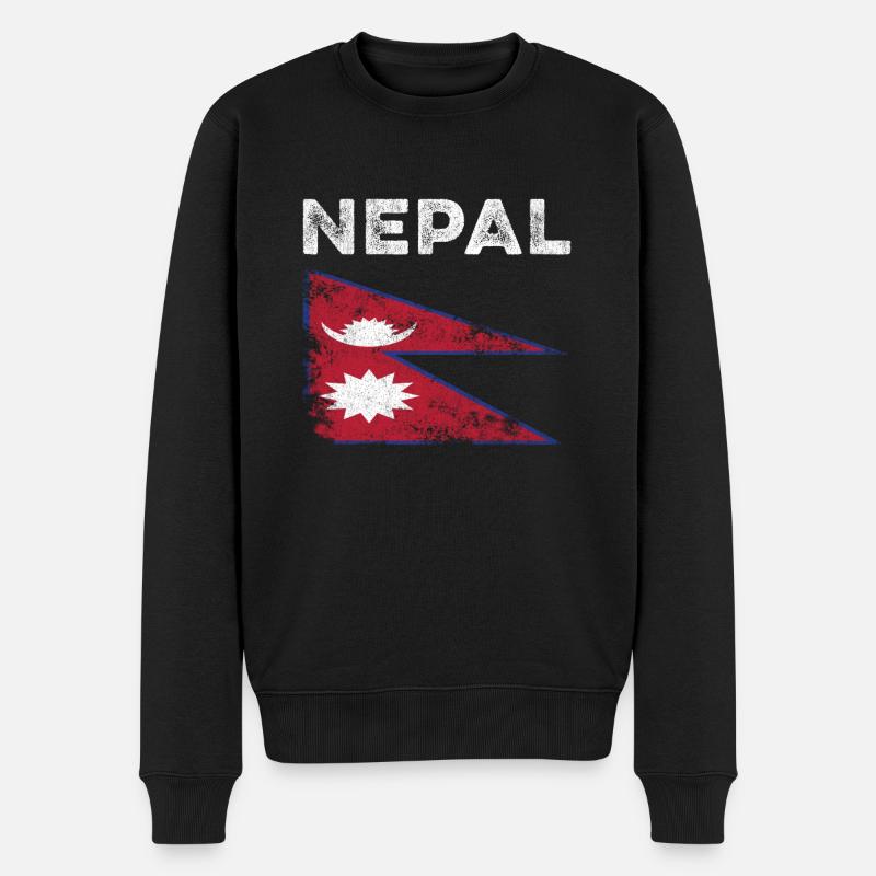 Drapeau népalais en détresse - Drapeau népalais - Pull Premium bio Homme - noir