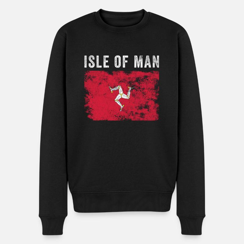 Isle of Man Flagge Distressed - Manx Flagge - Männer Premium Bio Pullover - Schwarz